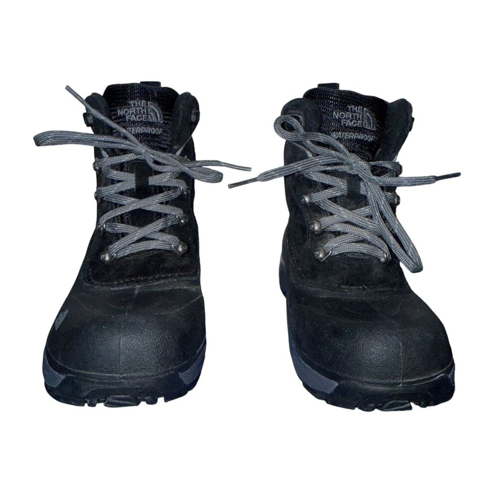 The North Face Heat Seeker Winter Snow Boots Boys 1 Black Leather Waterproof - Picture 2 of 10